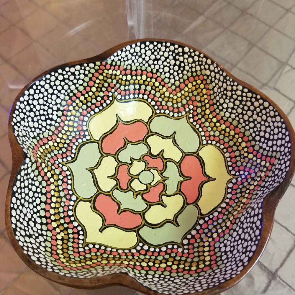 Hand painted wooden bowl